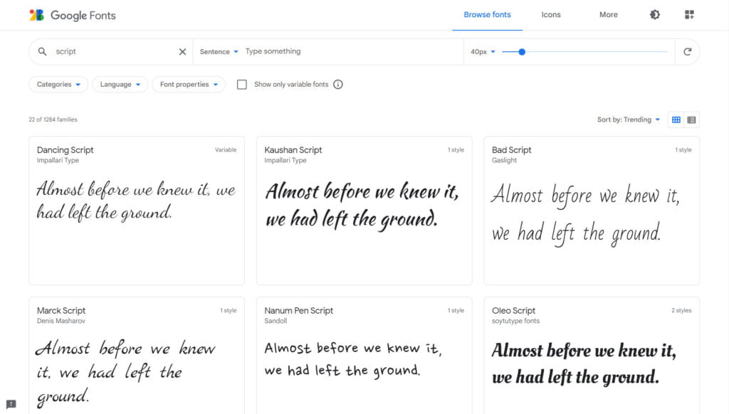 google essay fonts